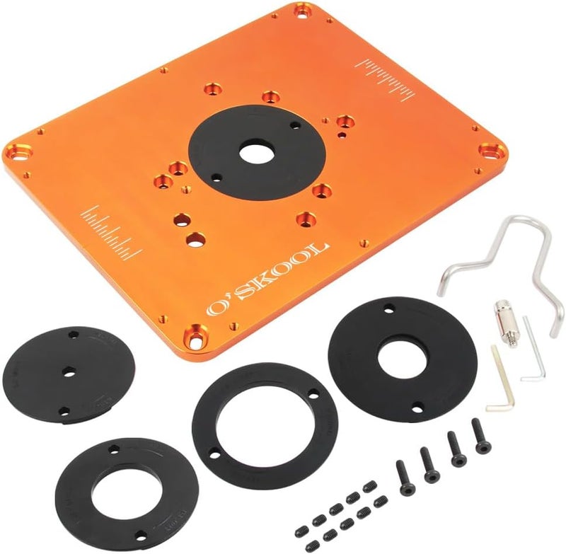 O'SKOOL Precision Aluminum Router Table Insert Plate, Router Templates With Pre-Drilled Adapt to Multiple Routers of Different Model, RTS02A - Image 1